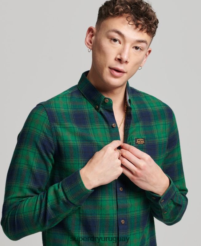 uy Superdry hombres camisa estilo leñador vintage de algodón orgánico verde DT2N8Z162 ropa