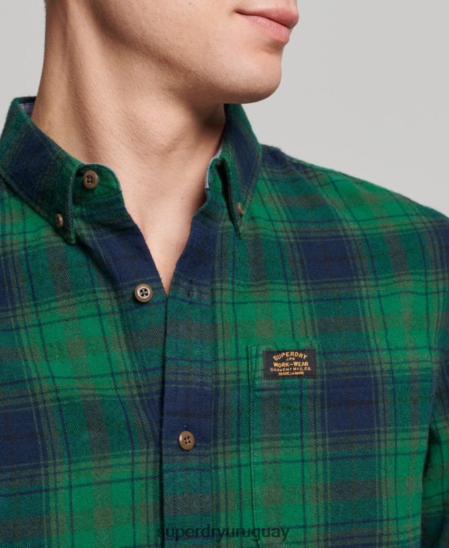 uy Superdry hombres camisa estilo leñador vintage de algodón orgánico verde DT2N8Z162 ropa