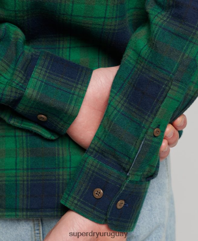 uy Superdry hombres camisa estilo leñador vintage de algodón orgánico verde DT2N8Z162 ropa