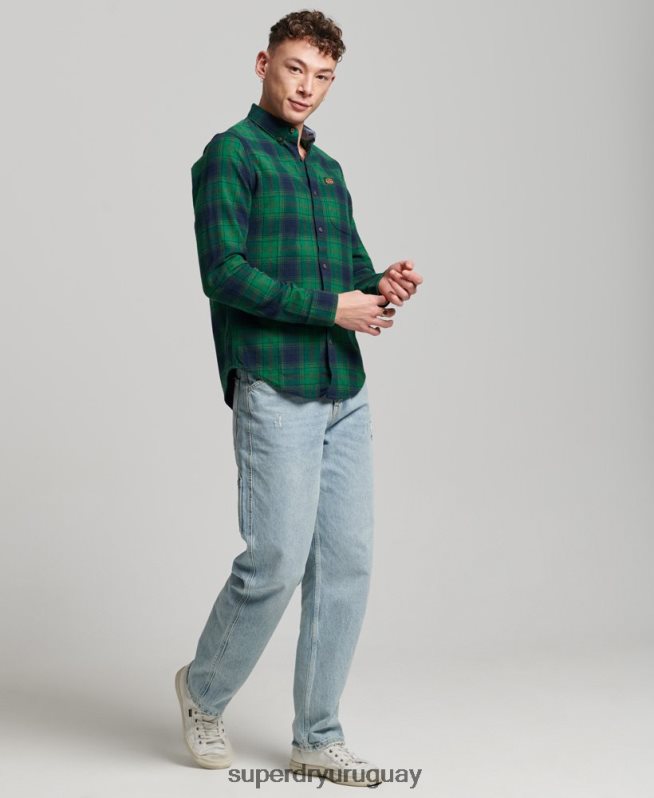 uy Superdry hombres camisa estilo leñador vintage de algodón orgánico verde DT2N8Z162 ropa