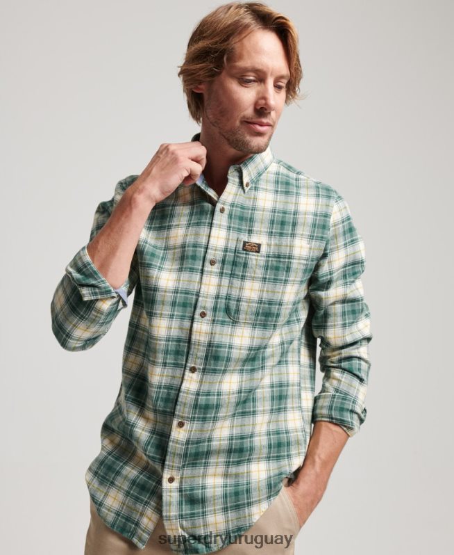 uy Superdry hombres camisa estilo leñador vintage de algodón orgánico verde DT2N8Z190 ropa
