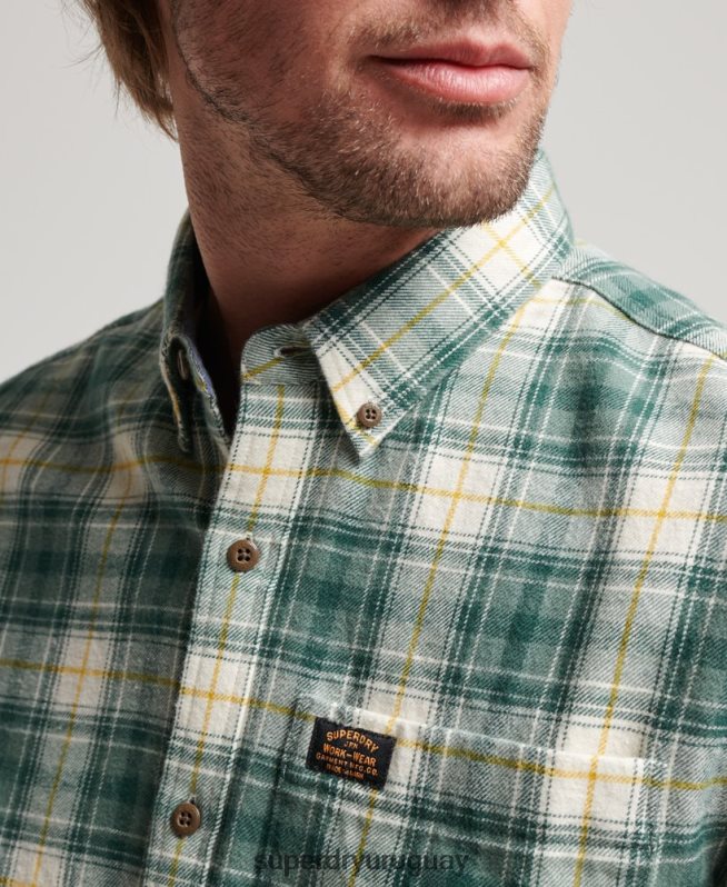 uy Superdry hombres camisa estilo leñador vintage de algodón orgánico verde DT2N8Z190 ropa