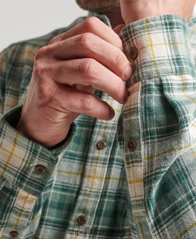 uy Superdry hombres camisa estilo leñador vintage de algodón orgánico verde DT2N8Z190 ropa