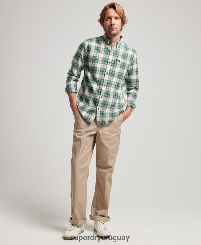 uy Superdry hombres camisa estilo leñador vintage de algodón orgánico verde DT2N8Z190 ropa