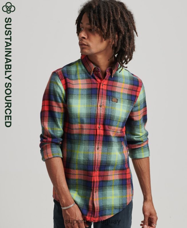 uy Superdry hombres camisa estilo leñador vintage de algodón orgánico verde DT2N8Z205 ropa