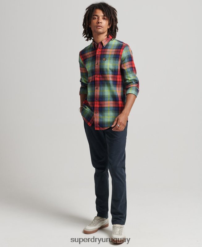 uy Superdry hombres camisa estilo leñador vintage de algodón orgánico verde DT2N8Z205 ropa