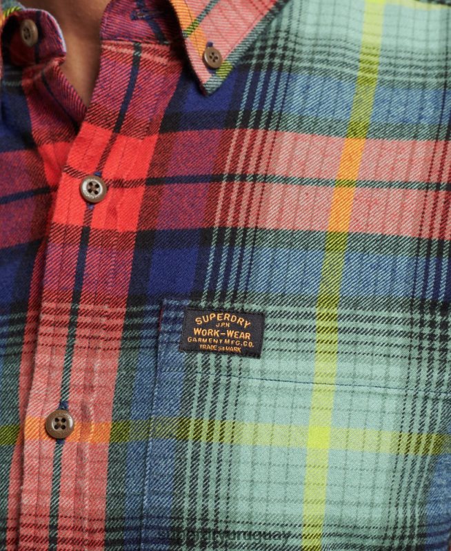 uy Superdry hombres camisa estilo leñador vintage de algodón orgánico verde DT2N8Z205 ropa