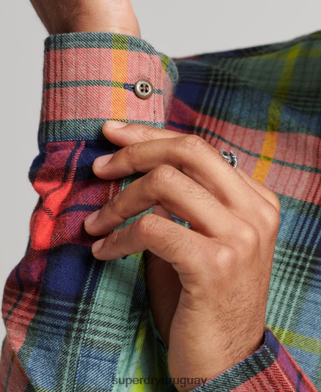 uy Superdry hombres camisa estilo leñador vintage de algodón orgánico verde DT2N8Z205 ropa