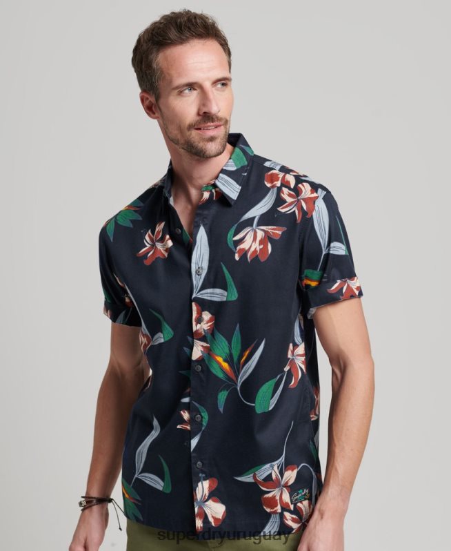 uy Superdry hombres camisa hawaiana de manga corta Armada DT2N8Z28 ropa
