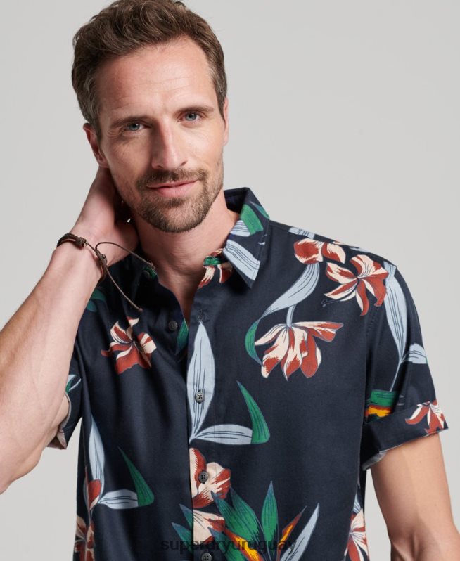 uy Superdry hombres camisa hawaiana de manga corta Armada DT2N8Z28 ropa