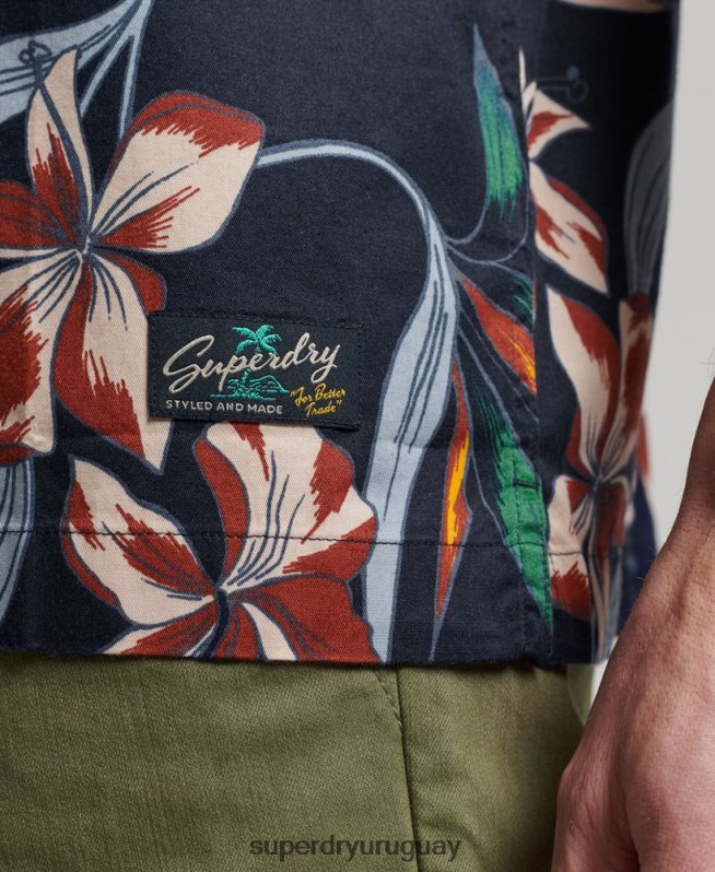 uy Superdry hombres camisa hawaiana de manga corta Armada DT2N8Z28 ropa