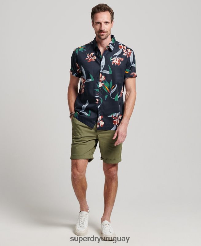 uy Superdry hombres camisa hawaiana de manga corta Armada DT2N8Z28 ropa