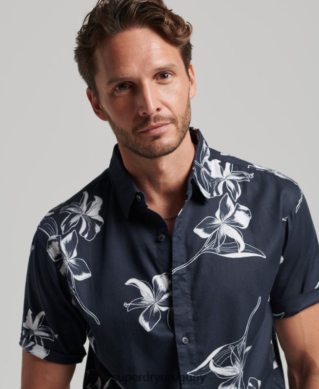 uy Superdry hombres camisa hawaiana de manga corta Armada DT2N8Z83 ropa