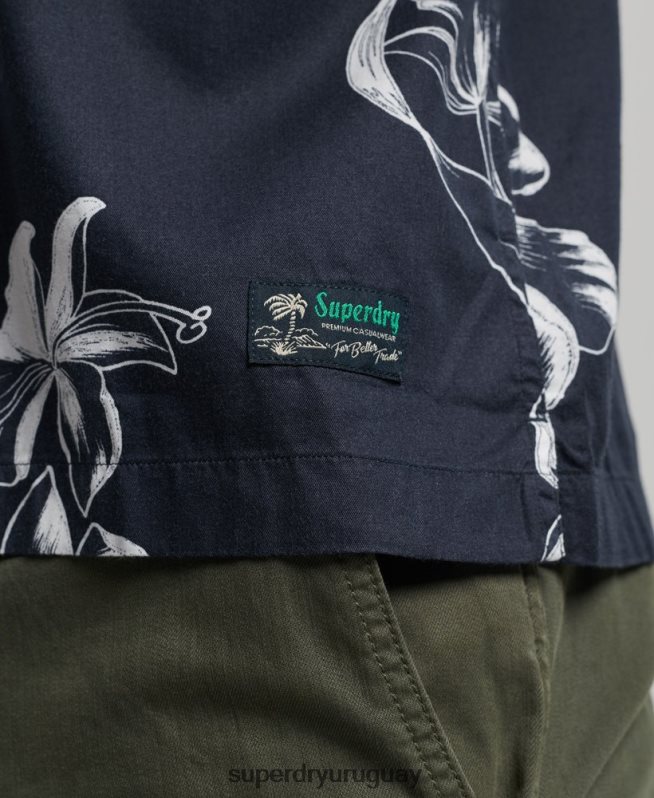 uy Superdry hombres camisa hawaiana de manga corta Armada DT2N8Z83 ropa