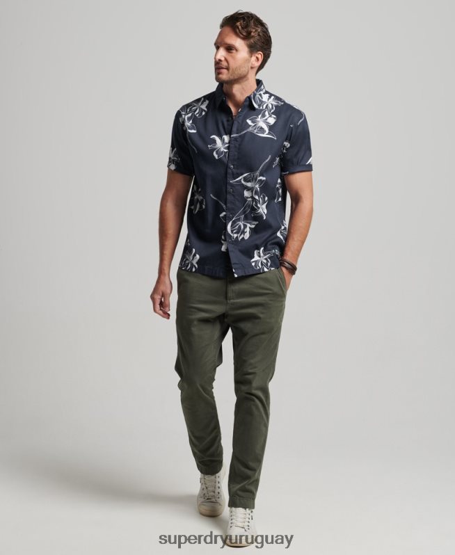 uy Superdry hombres camisa hawaiana de manga corta Armada DT2N8Z83 ropa
