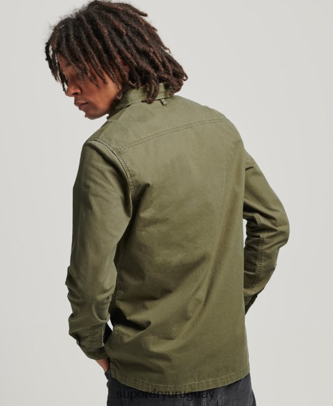 uy Superdry hombres camisa militar con parches caqui DT2N8Z154 ropa