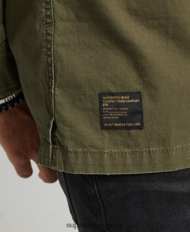 uy Superdry hombres camisa militar con parches caqui DT2N8Z154 ropa