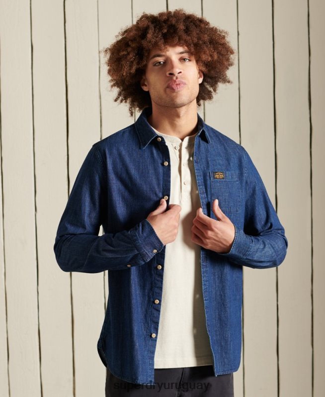 uy Superdry hombres camisa índigo de ropa de trabajo Armada DT2N8Z238 ropa