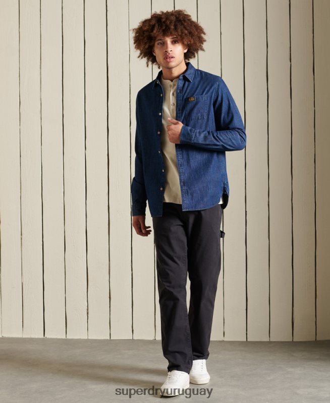 uy Superdry hombres camisa índigo de ropa de trabajo Armada DT2N8Z238 ropa