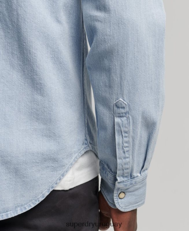 uy Superdry hombres camisa occidental de la vendimia azul DT2N8Z218 ropa