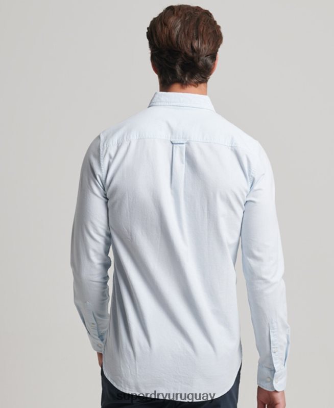 uy Superdry hombres camisa oxford lavada azul claro DT2N8Z132 ropa