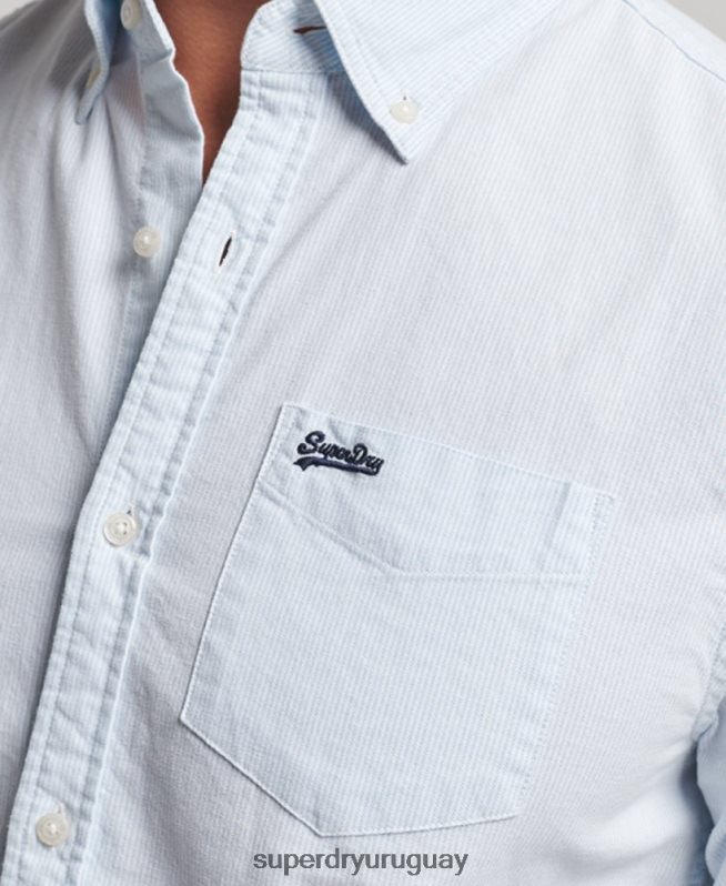 uy Superdry hombres camisa oxford lavada azul claro DT2N8Z132 ropa