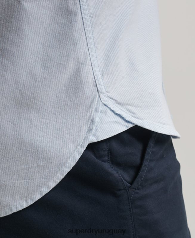uy Superdry hombres camisa oxford lavada azul claro DT2N8Z132 ropa
