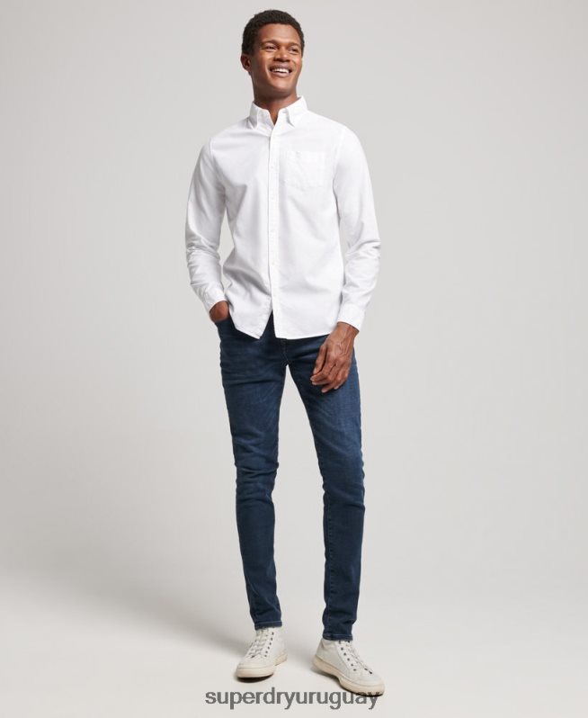uy Superdry hombres camisa oxford lavada blanco DT2N8Z157 ropa
