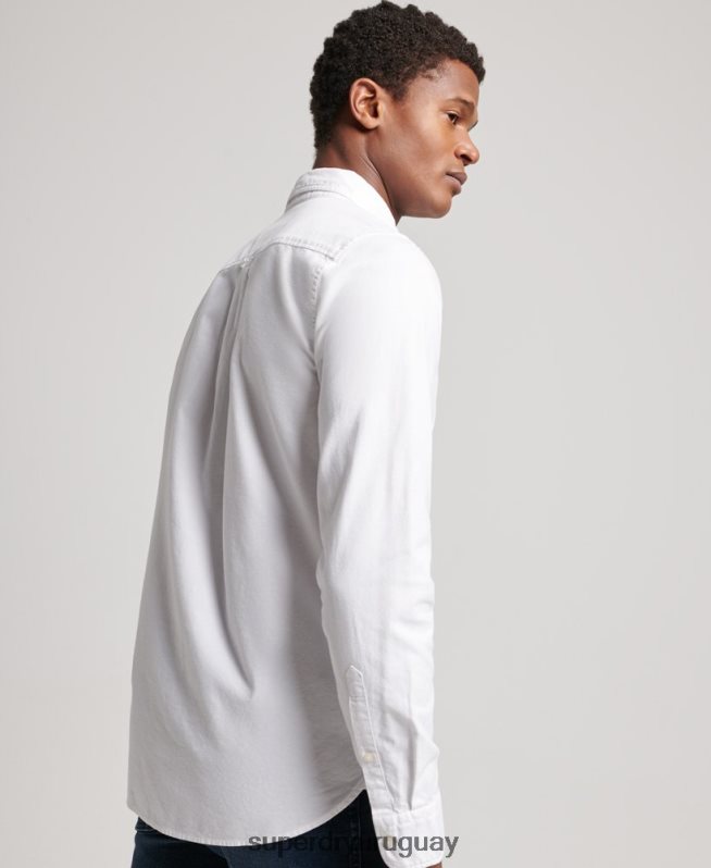 uy Superdry hombres camisa oxford lavada blanco DT2N8Z157 ropa