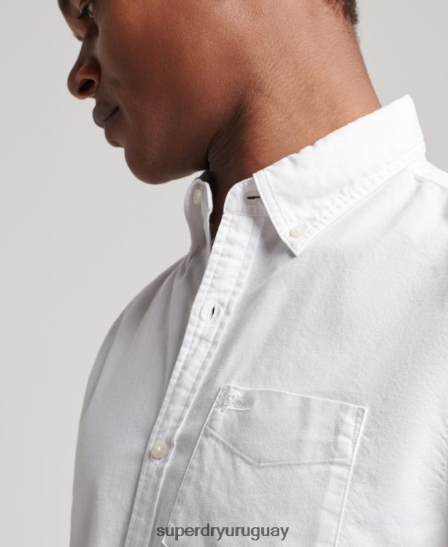 uy Superdry hombres camisa oxford lavada blanco DT2N8Z157 ropa
