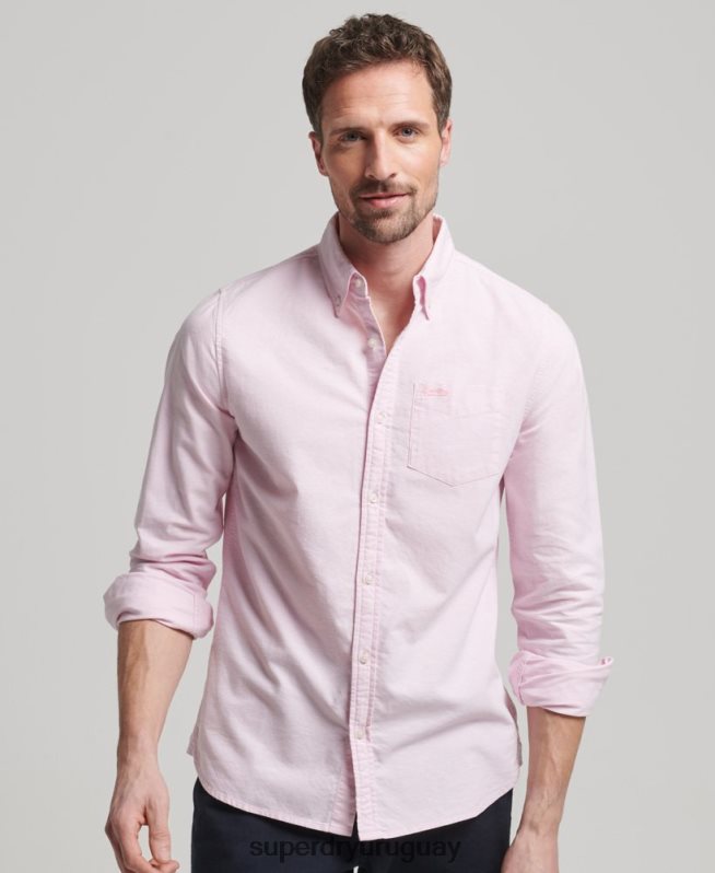 uy Superdry hombres camisa oxford lavada rosa DT2N8Z126 ropa