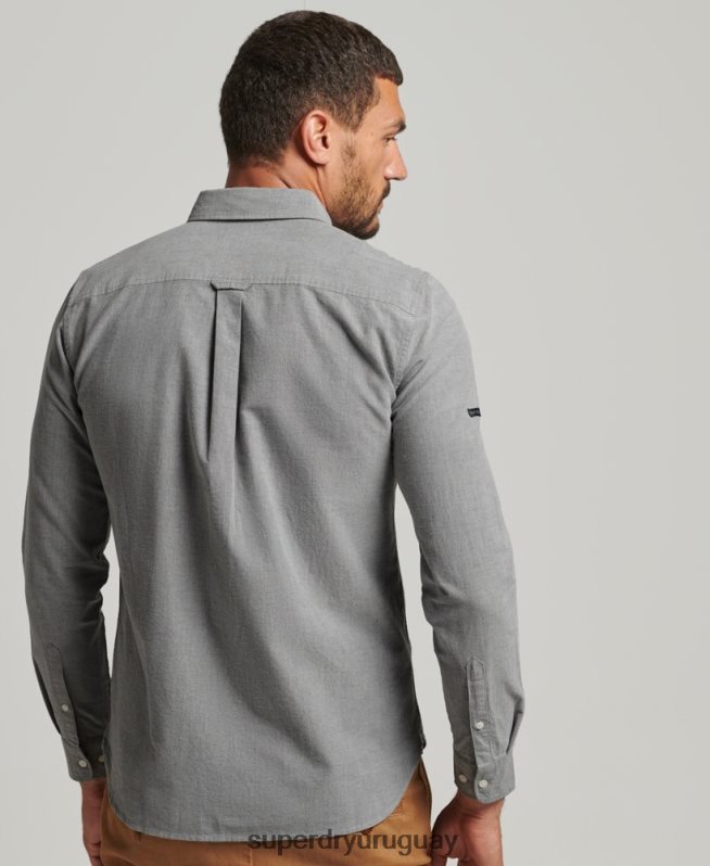 uy Superdry hombres camisa oxford uni algodón orgánico gris DT2N8Z6504 ropa