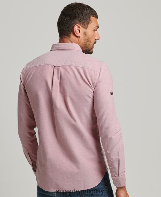 uy Superdry hombres camisa oxford uni algodón orgánico rojo DT2N8Z207 ropa