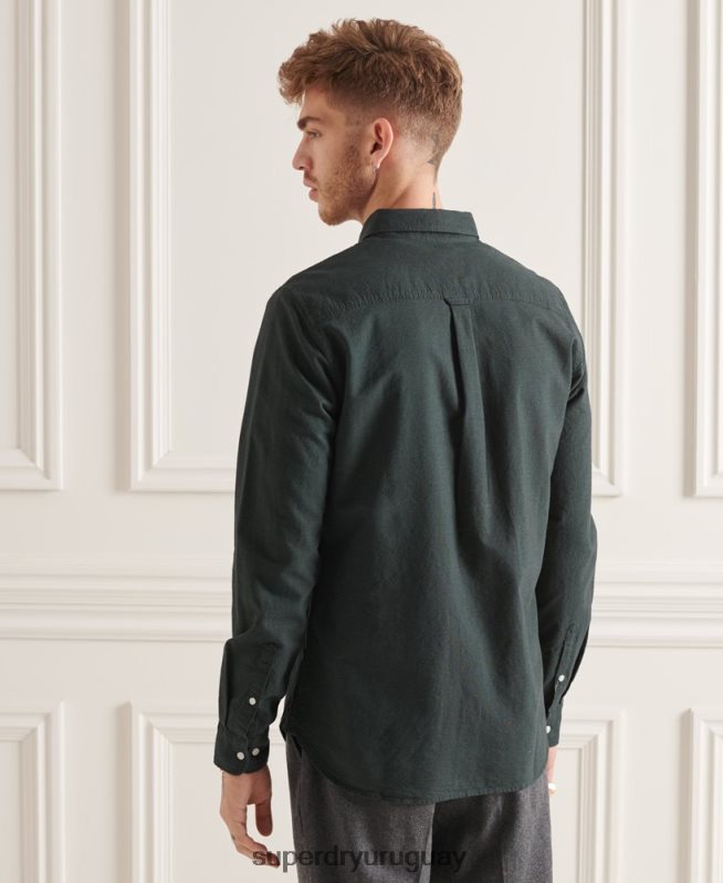 uy Superdry hombres camisa oxford uni algodón orgánico verde DT2N8Z226 ropa