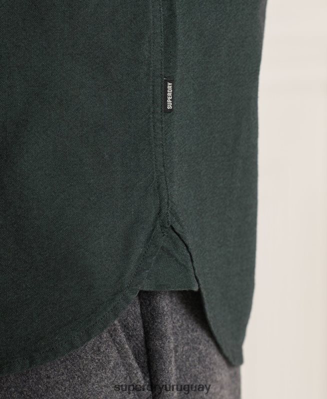 uy Superdry hombres camisa oxford uni algodón orgánico verde DT2N8Z226 ropa