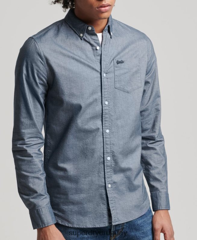 uy Superdry hombres camisa oxford vintage de algodón orgánico Armada DT2N8Z185 ropa