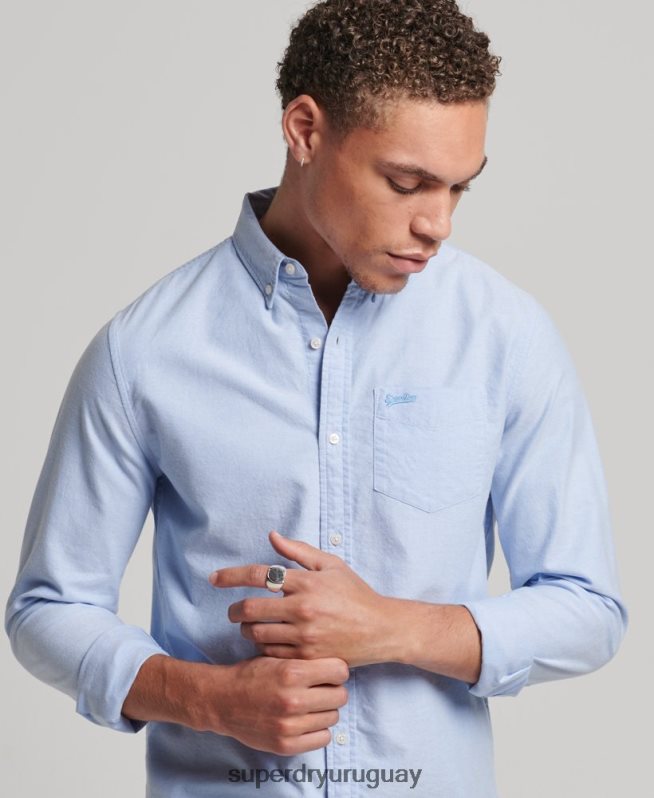 uy Superdry hombres camisa oxford vintage de algodón orgánico azul DT2N8Z208 ropa