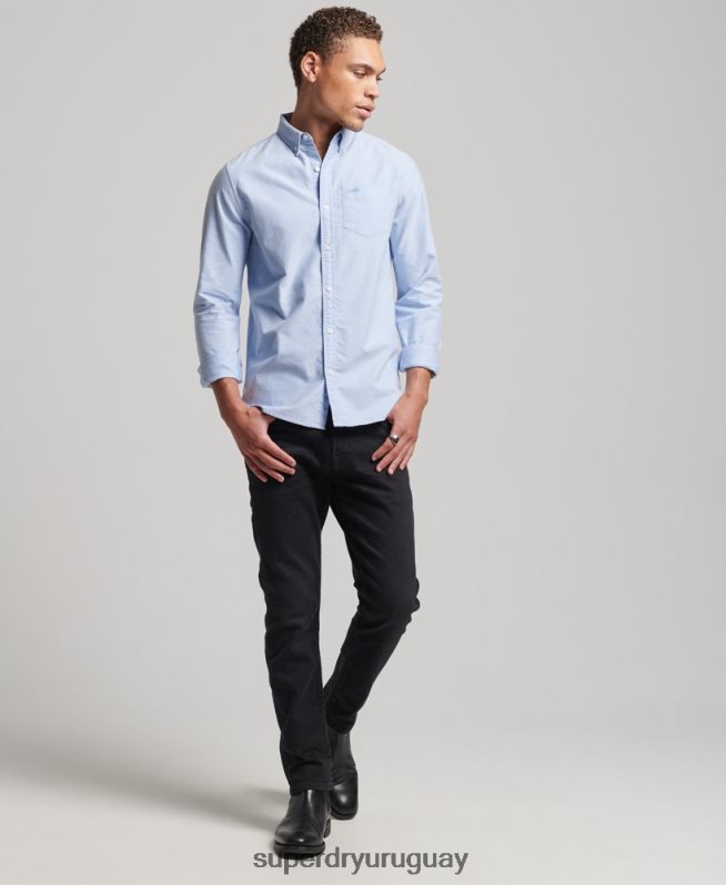 uy Superdry hombres camisa oxford vintage de algodón orgánico azul DT2N8Z208 ropa