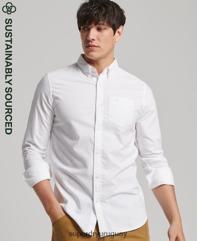 uy Superdry hombres camisa oxford vintage de algodón orgánico blanco DT2N8Z212 ropa