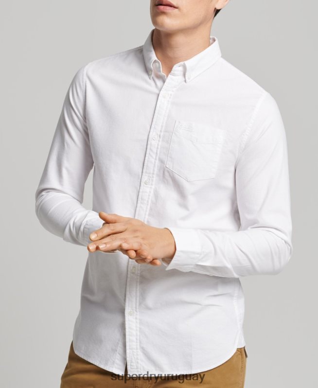 uy Superdry hombres camisa oxford vintage de algodón orgánico blanco DT2N8Z212 ropa