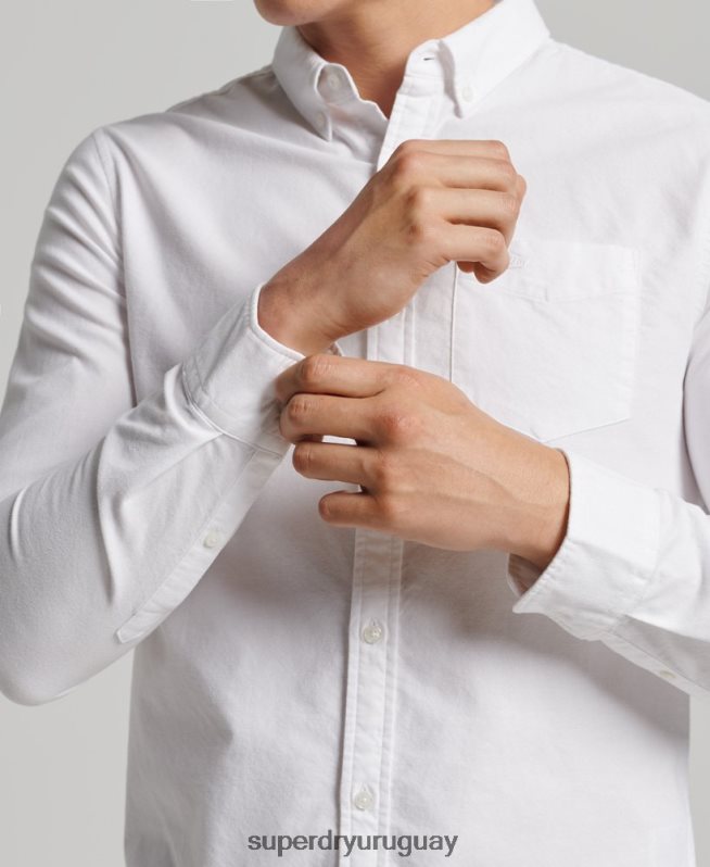 uy Superdry hombres camisa oxford vintage de algodón orgánico blanco DT2N8Z212 ropa