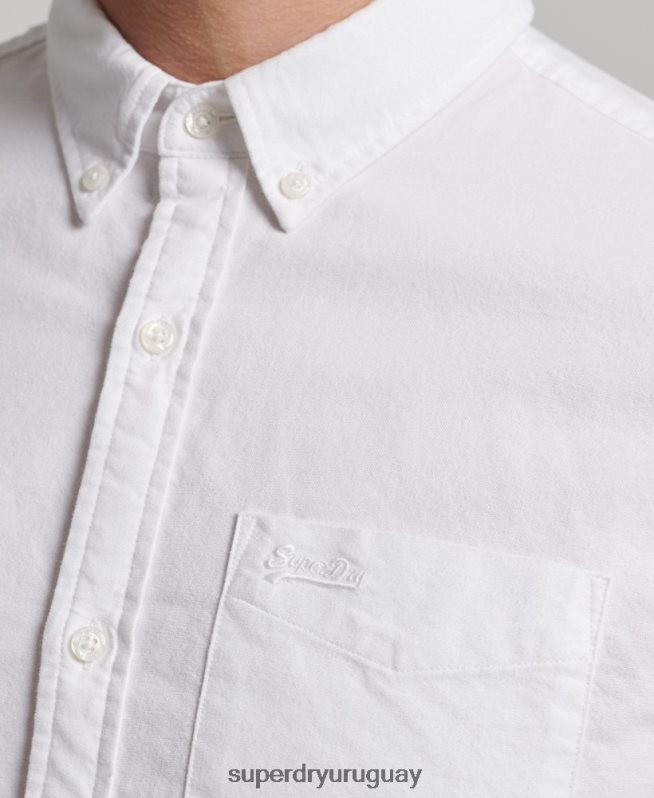 uy Superdry hombres camisa oxford vintage de algodón orgánico blanco DT2N8Z212 ropa