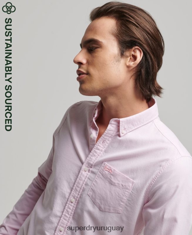 uy Superdry hombres camisa oxford vintage de algodón orgánico rosa DT2N8Z209 ropa