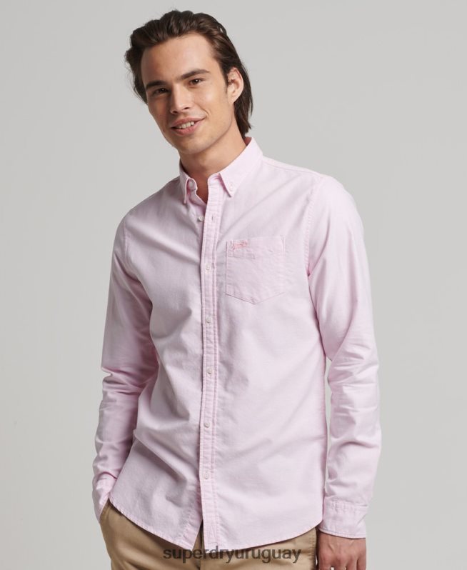 uy Superdry hombres camisa oxford vintage de algodón orgánico rosa DT2N8Z209 ropa