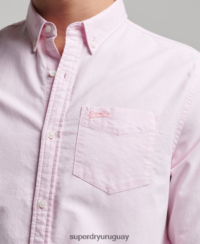 uy Superdry hombres camisa oxford vintage de algodón orgánico rosa DT2N8Z209 ropa