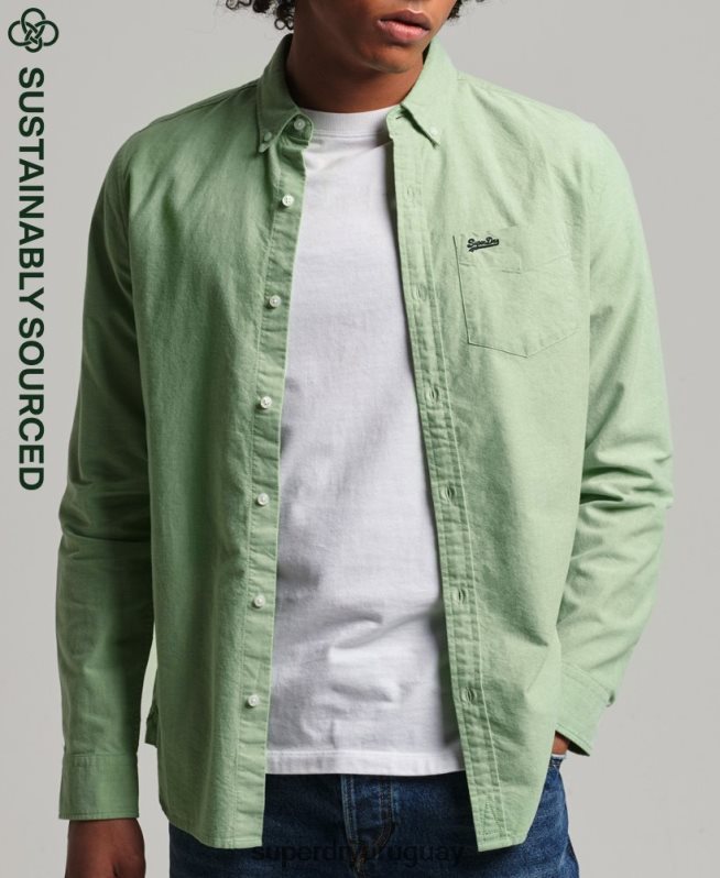 uy Superdry hombres camisa oxford vintage de algodón orgánico verde DT2N8Z6473 ropa