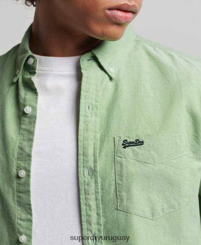 uy Superdry hombres camisa oxford vintage de algodón orgánico verde DT2N8Z6473 ropa