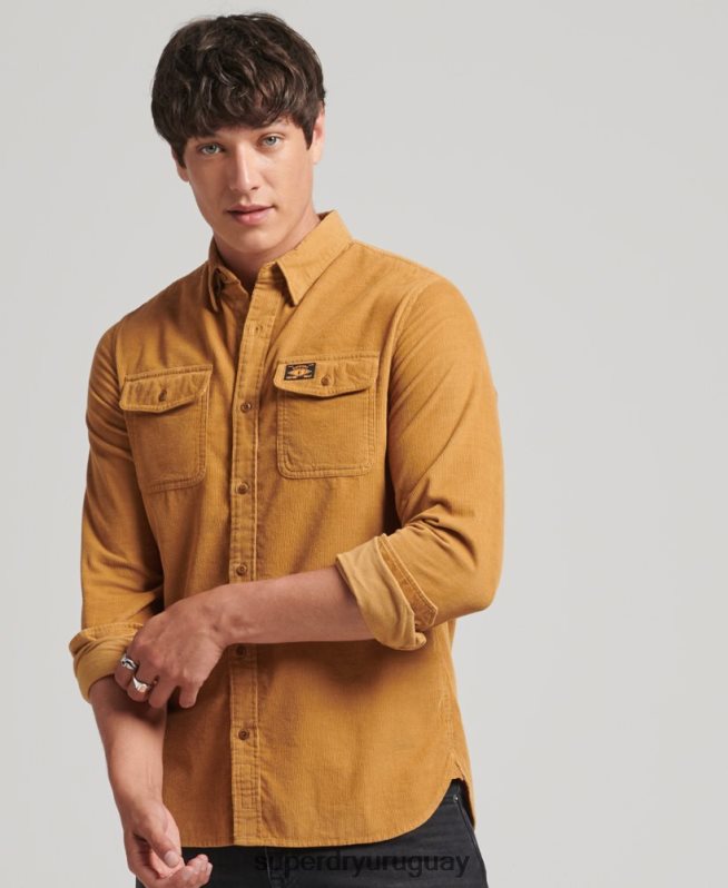 uy Superdry hombres camisa trailsman de pana amarillo DT2N8Z227 ropa
