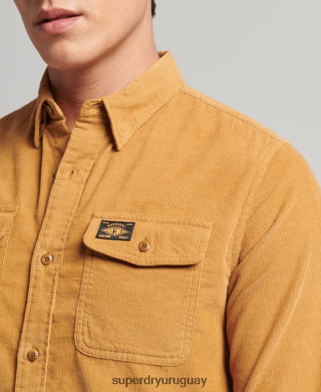 uy Superdry hombres camisa trailsman de pana amarillo DT2N8Z227 ropa