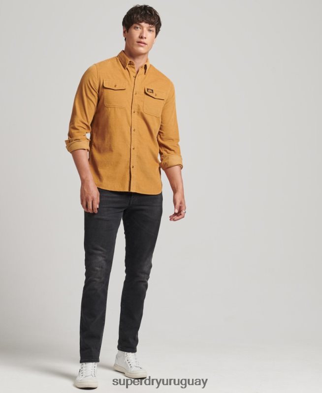uy Superdry hombres camisa trailsman de pana amarillo DT2N8Z227 ropa